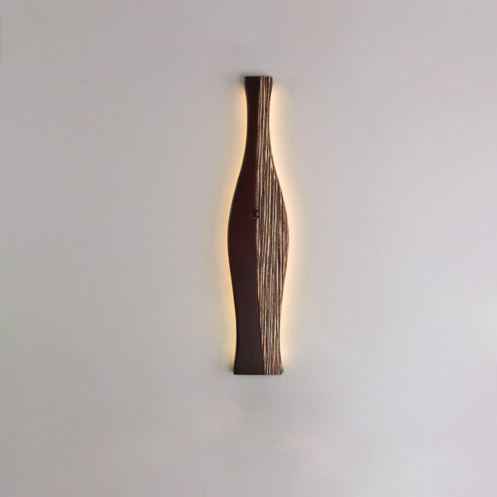 Applique murale à LED en forme de vase japonais traditionnel en bois, aluminium et silicone pour salon 