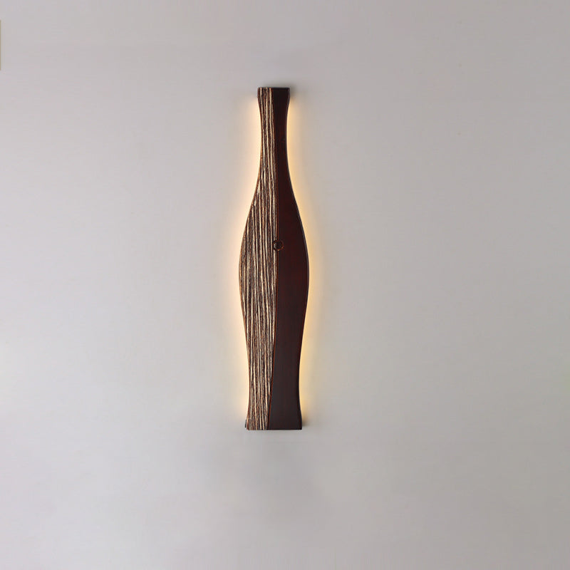 Applique murale à LED en forme de vase japonais traditionnel en bois, aluminium et silicone pour salon 