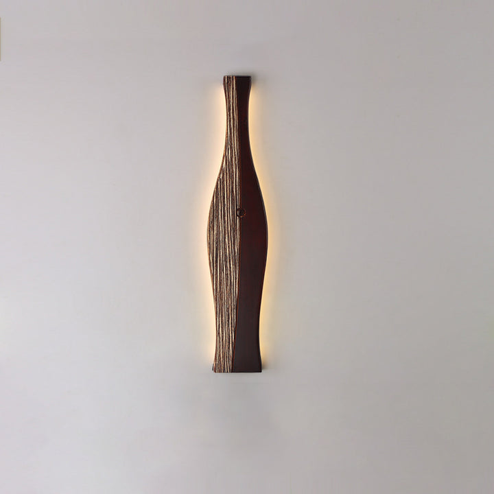 Applique murale à LED en forme de vase japonais traditionnel en bois, aluminium et silicone pour salon 