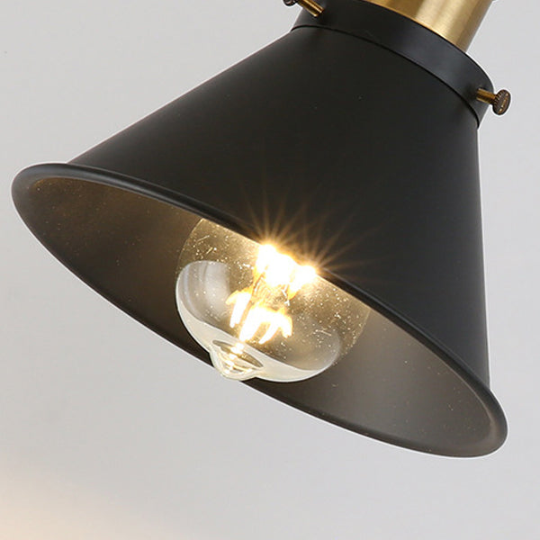 Zeitgenössische Retro Einziehbare Lange Stange Runde Hornform Eisen 1-Licht Wandleuchte Für Schlafzimmer 