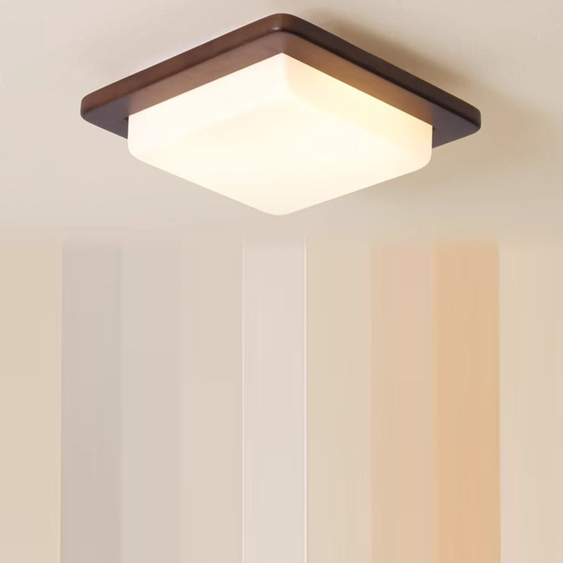 Traditionelle chinesische quadratische Deckenleuchte aus massivem Holz mit Acrylschirm und LED für das Schlafzimmer 