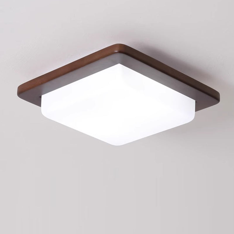 Traditionelle chinesische quadratische Deckenleuchte aus massivem Holz mit Acrylschirm und LED für das Schlafzimmer 