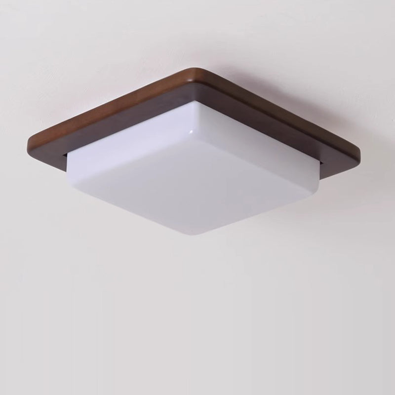 Traditionelle chinesische quadratische Deckenleuchte aus massivem Holz mit Acrylschirm und LED für das Schlafzimmer 
