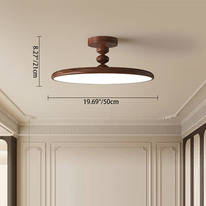 Plafonnier semi-encastré LED en fer PVC rond rétro contemporain pour chambre 