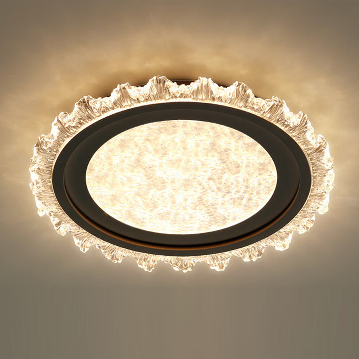 Luz de techo LED de montaje empotrado de acrílico y hierro con patrón redondo de encaje moderno de lujo para sala de estar 