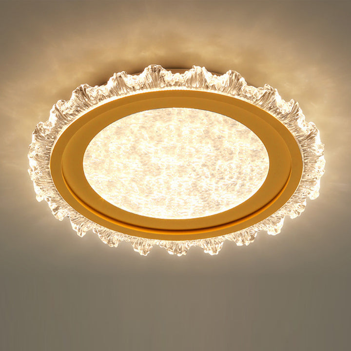 Luz de techo LED de montaje empotrado de acrílico y hierro con patrón redondo de encaje moderno de lujo para sala de estar 