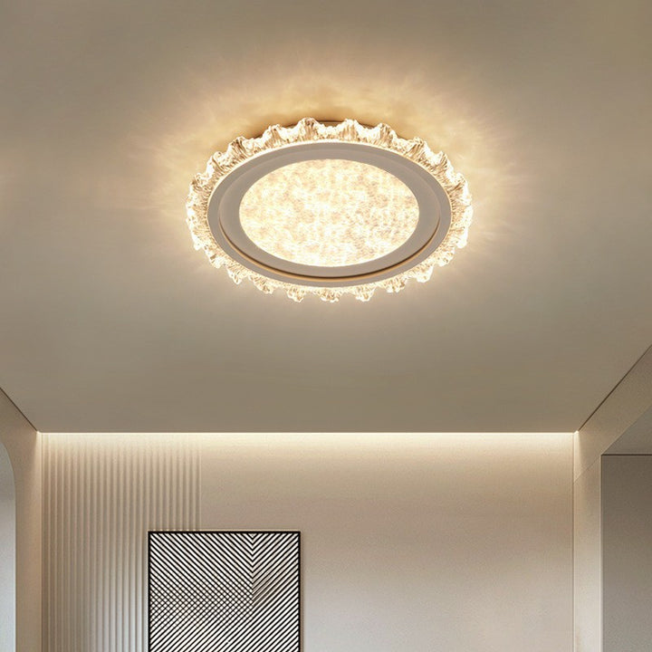 Luz de techo LED de montaje empotrado de acrílico y hierro con patrón redondo de encaje moderno de lujo para sala de estar 