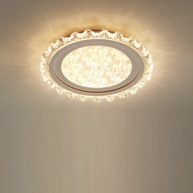 Luz de techo LED de montaje empotrado de acrílico y hierro con patrón redondo de encaje moderno de lujo para sala de estar 