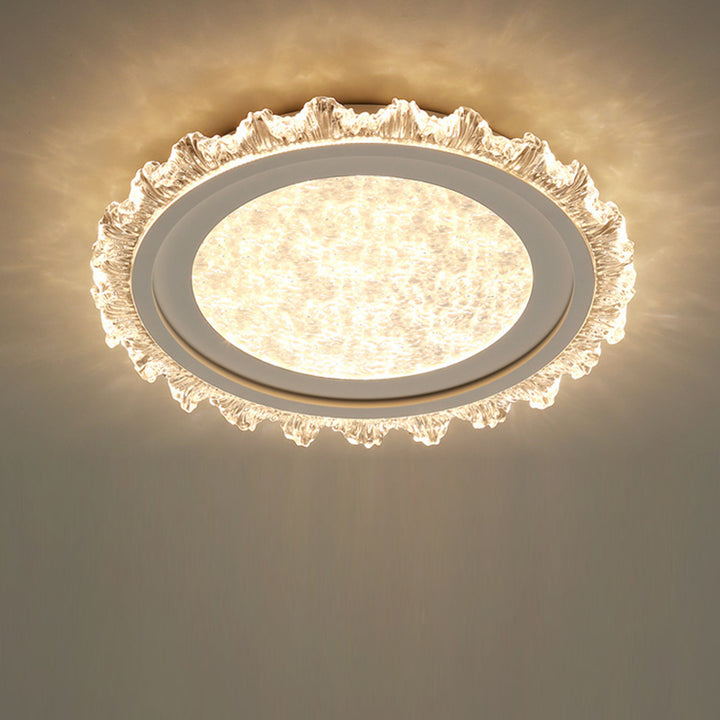 Luz de techo LED de montaje empotrado de acrílico y hierro con patrón redondo de encaje moderno de lujo para sala de estar 