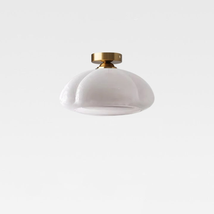 Zeitgenössische nordische Kürbisform Eisen Glas 1-Licht Semi-Flush Mount Deckenleuchte für Wohnzimmer 