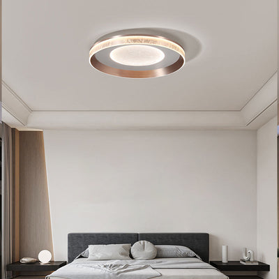 Luz de techo LED empotrada de círculo concéntrico minimalista moderno de hierro, aluminio y acrílico para dormitorio 