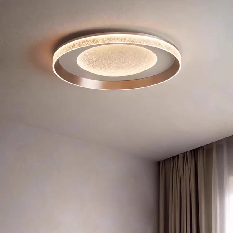 Luz de techo LED empotrada de círculo concéntrico minimalista moderno de hierro, aluminio y acrílico para dormitorio 