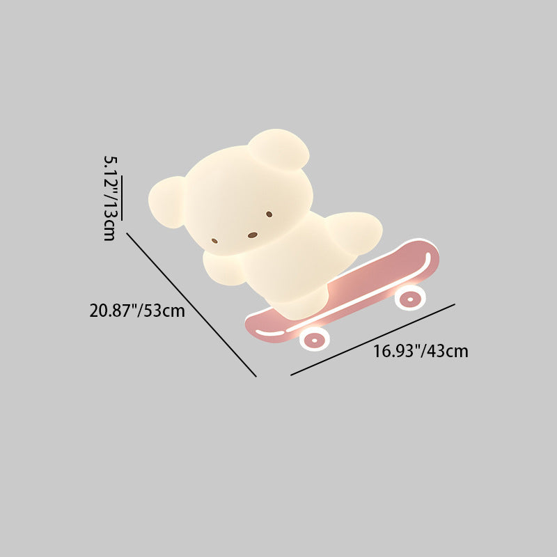 Zeitgenössische kreative Kinder Bär Skateboard Eisen PE LED Deckenleuchte für Schlafzimmer 