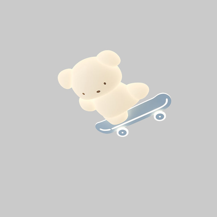 Zeitgenössische kreative Kinder Bär Skateboard Eisen PE LED Deckenleuchte für Schlafzimmer 