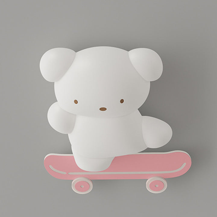 Zeitgenössische kreative Kinder Bär Skateboard Eisen PE LED Deckenleuchte für Schlafzimmer 