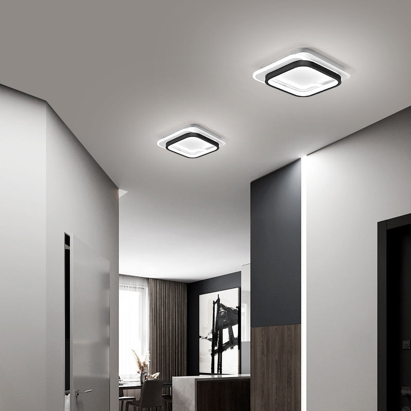 Modern Minimalist Square Round Diamond Iron Aluminum Acrylic Silicone LED Flush Mount Ceiling Light For Hallway
