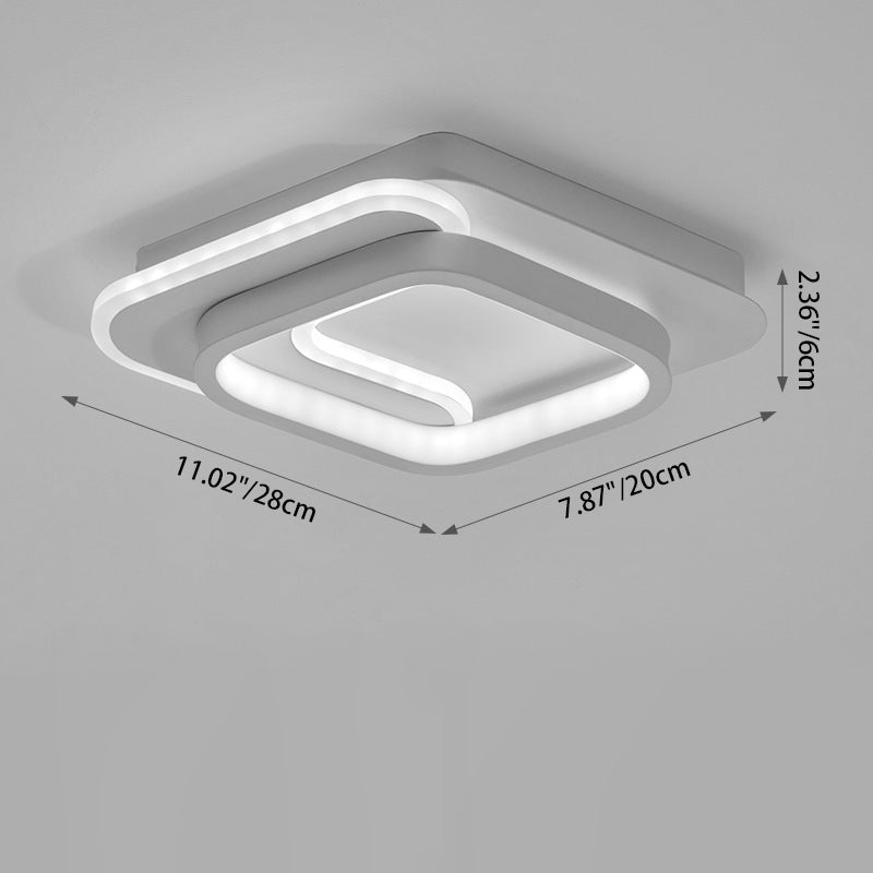 Modern Minimalist Square Round Diamond Iron Aluminum Acrylic Silicone LED Flush Mount Ceiling Light For Hallway