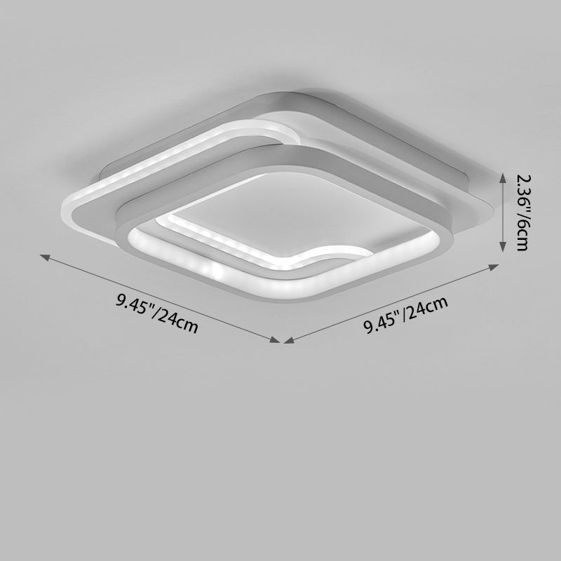 Modern Minimalist Square Round Diamond Iron Aluminum Acrylic Silicone LED Flush Mount Ceiling Light For Hallway