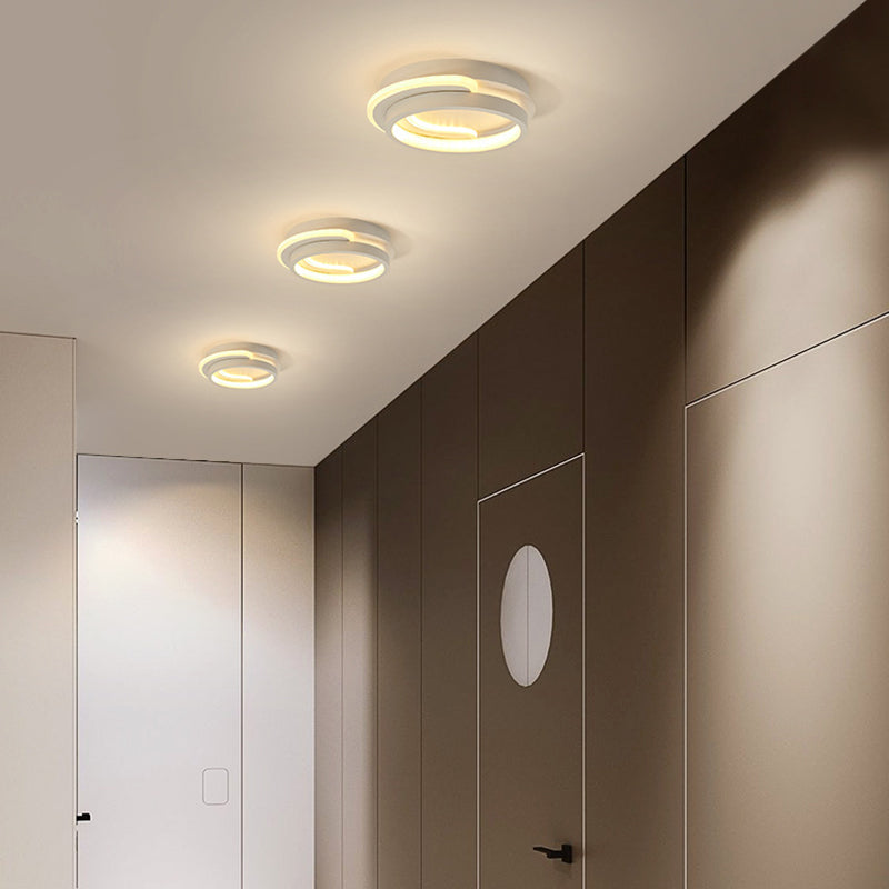 Modern Minimalist Square Round Diamond Iron Aluminum Acrylic Silicone LED Flush Mount Ceiling Light For Hallway