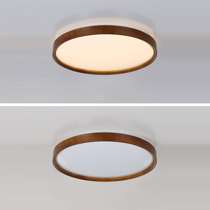 Luz de techo LED empotrada con pantalla de PC de hierro y madera redonda minimalista moderna para dormitorio 