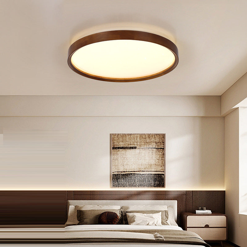 Luz de techo LED empotrada con pantalla de PC de hierro y madera redonda minimalista moderna para dormitorio 
