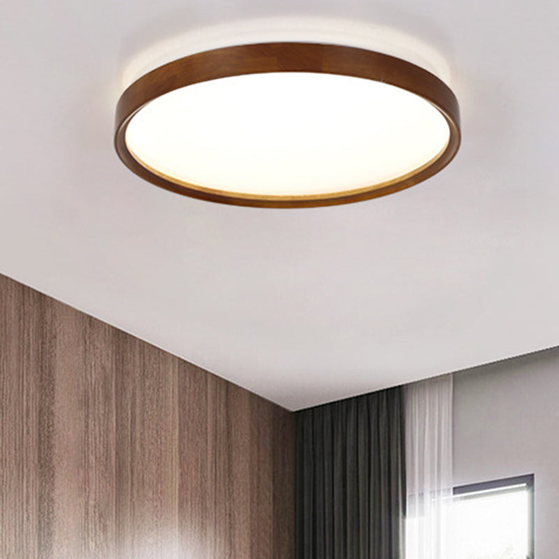 Luz de techo LED empotrada con pantalla de PC de hierro y madera redonda minimalista moderna para dormitorio 
