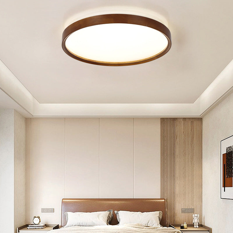 Luz de techo LED empotrada con pantalla de PC de hierro y madera redonda minimalista moderna para dormitorio 