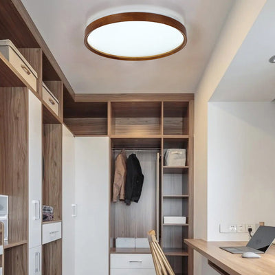 Luz de techo LED empotrada con pantalla de PC de hierro y madera redonda minimalista moderna para dormitorio 