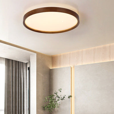 Luz de techo LED empotrada con pantalla de PC de hierro y madera redonda minimalista moderna para dormitorio 