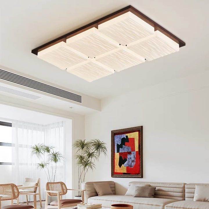 Moderno Minimalista Cuadrado Rectangular Madera Acrílico LED Luz de Techo Empotrada Para Sala de Estar 