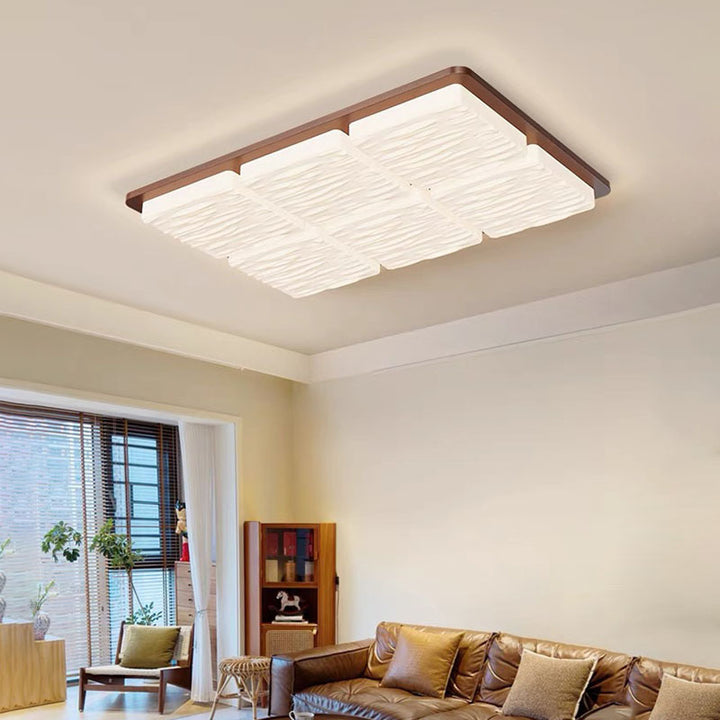 Moderno Minimalista Cuadrado Rectangular Madera Acrílico LED Luz de Techo Empotrada Para Sala de Estar 