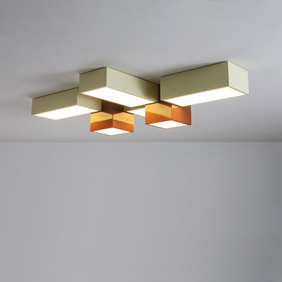 Moderna Minimalista Geométrica Combinación Cuadrada Hierro Silicona LED Montaje Empotrado Luz de Techo para Sala de Estar 