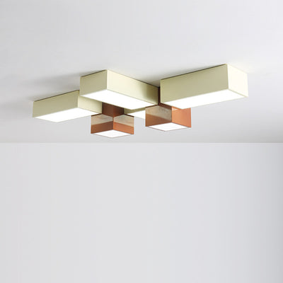 Moderna Minimalista Geométrica Combinación Cuadrada Hierro Silicona LED Montaje Empotrado Luz de Techo para Sala de Estar 