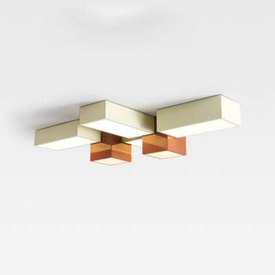 Moderna Minimalista Geométrica Combinación Cuadrada Hierro Silicona LED Montaje Empotrado Luz de Techo para Sala de Estar 