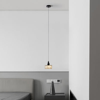Lámpara colgante LED de cilindro minimalista moderno de resina y acero inoxidable para dormitorio 