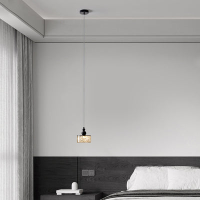 Lámpara colgante LED de cilindro minimalista moderno de resina y acero inoxidable para dormitorio 