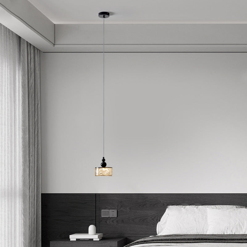 Lámpara colgante LED de cilindro minimalista moderno de resina y acero inoxidable para dormitorio 