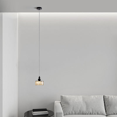 Lámpara colgante LED de cilindro minimalista moderno de resina y acero inoxidable para dormitorio 