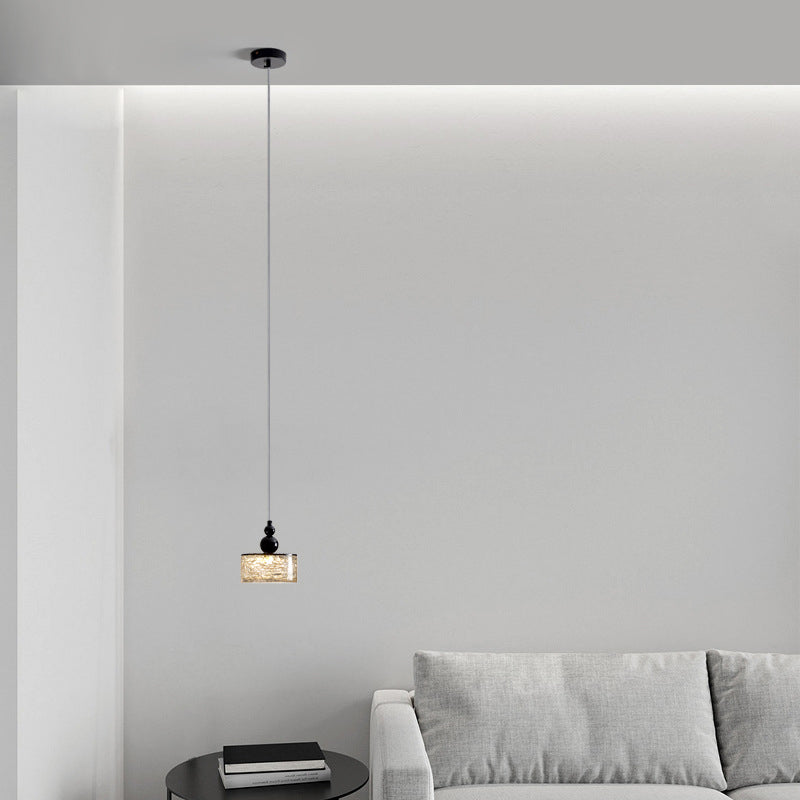 Lámpara colgante LED de cilindro minimalista moderno de resina y acero inoxidable para dormitorio 
