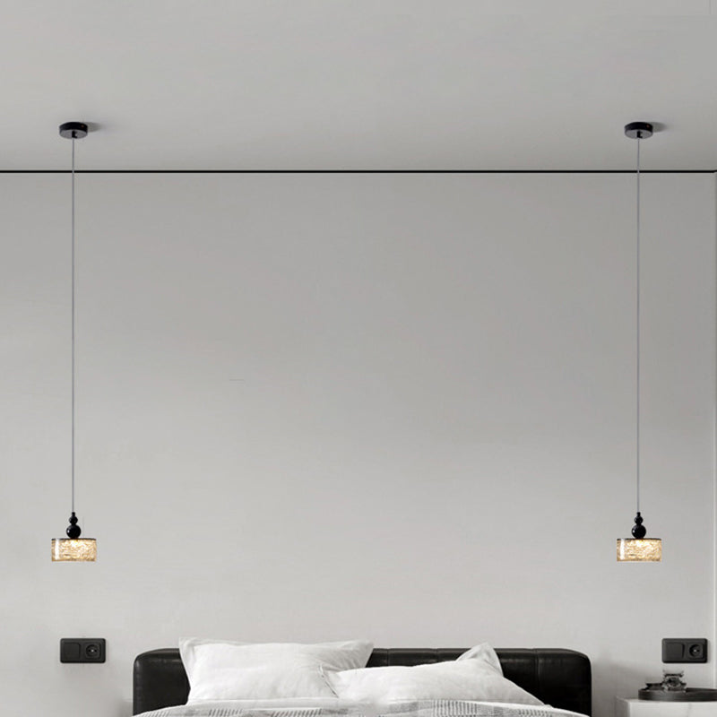 Lámpara colgante LED de cilindro minimalista moderno de resina y acero inoxidable para dormitorio 