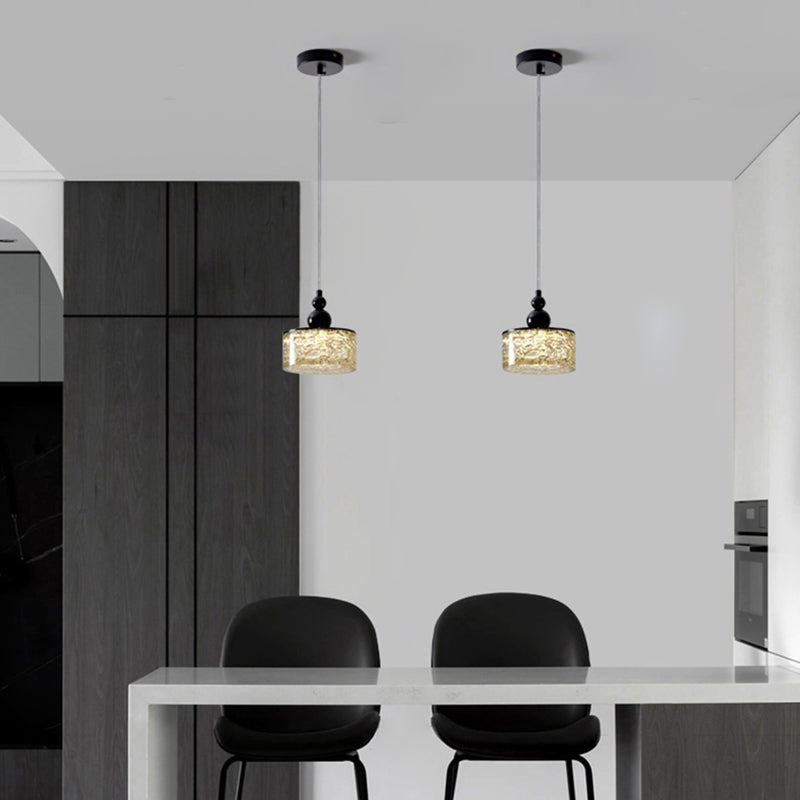 Lámpara colgante LED de cilindro minimalista moderno de resina y acero inoxidable para dormitorio 