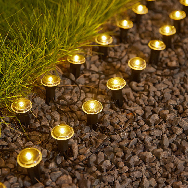 Lumière extérieure moderne minimaliste étanche solaire ronde en acier inoxydable et plastique LED à piquet pour jardin 