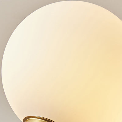 Chandelier Contemporain Rétro à Tige Courbée avec Boule Ronde en Fer et Cadre en Bois, Abat-jour en Verre, 3/6/8 Lumières pour Salon 