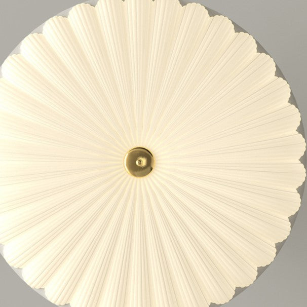 Zeitgenössische nordische runde gestreifte Acrylschirm Eisenrahmen LED Semi-Flush Mount Deckenleuchte für Schlafzimmer 