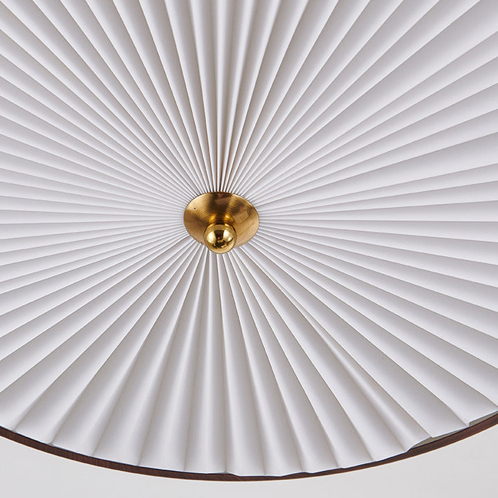 Plafonnier semi-encastré à LED avec abat-jour en PVC plissé et cadre en fer à perles rondes rétro contemporain pour chambre 