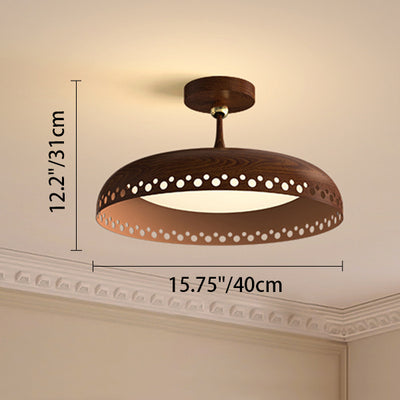 Contemporary Creative Round Disc Hollow Out Iron Frame Acrylic Shade LED Semi-Flush Mount Ceiling Light For Bedroom