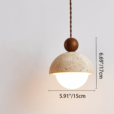 Traditionelle japanische Multi Orb Holz Travertin 1-Licht Pendelleuchte für Wohnzimmer 