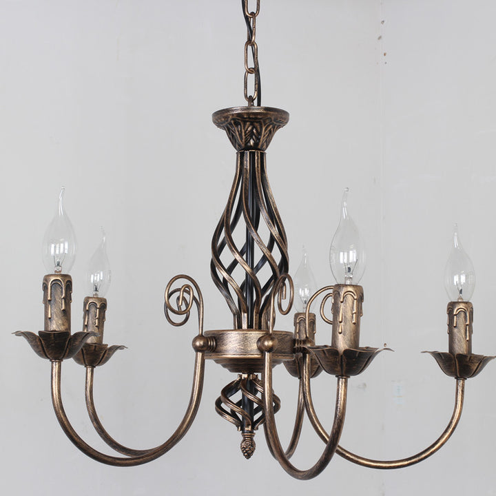 シルバーシャンデリア 5灯 キャンドル型　ヴィンテージ　シャンデリア 伝統的なヴィンテージブランチキャンドルホルダーアイアン4/5ライト