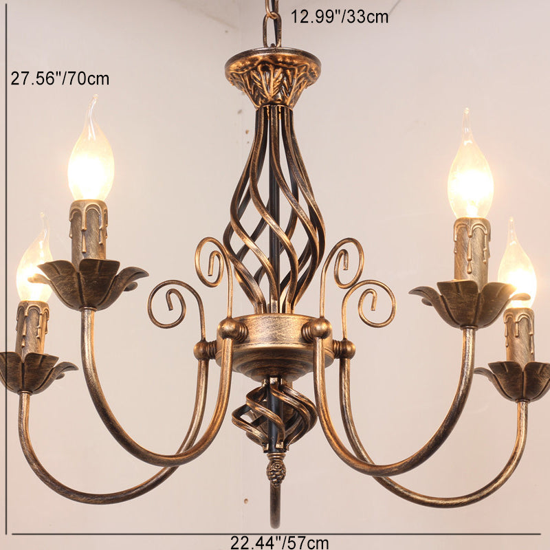 Traditional Vintage Branch Candle Holder Iron 4/5 Light Chandelier For Living Room
