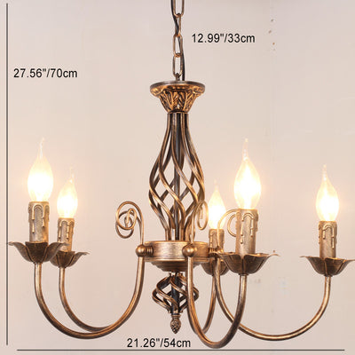 Traditional Vintage Branch Candle Holder Iron 4/5 Light Chandelier For Living Room